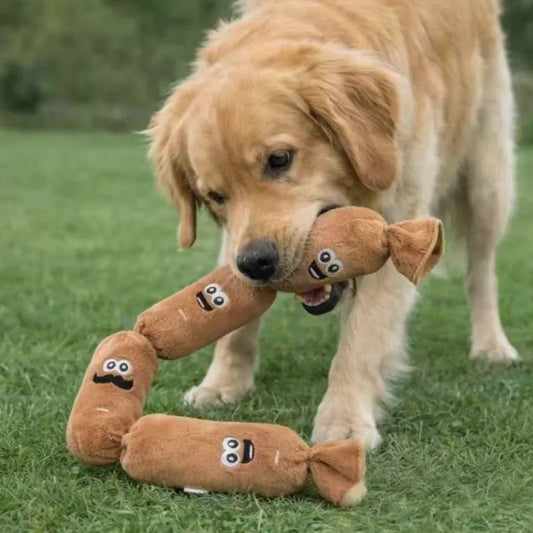 Durable Plush Sausage Dog Chew Toy with Squeaky Sound