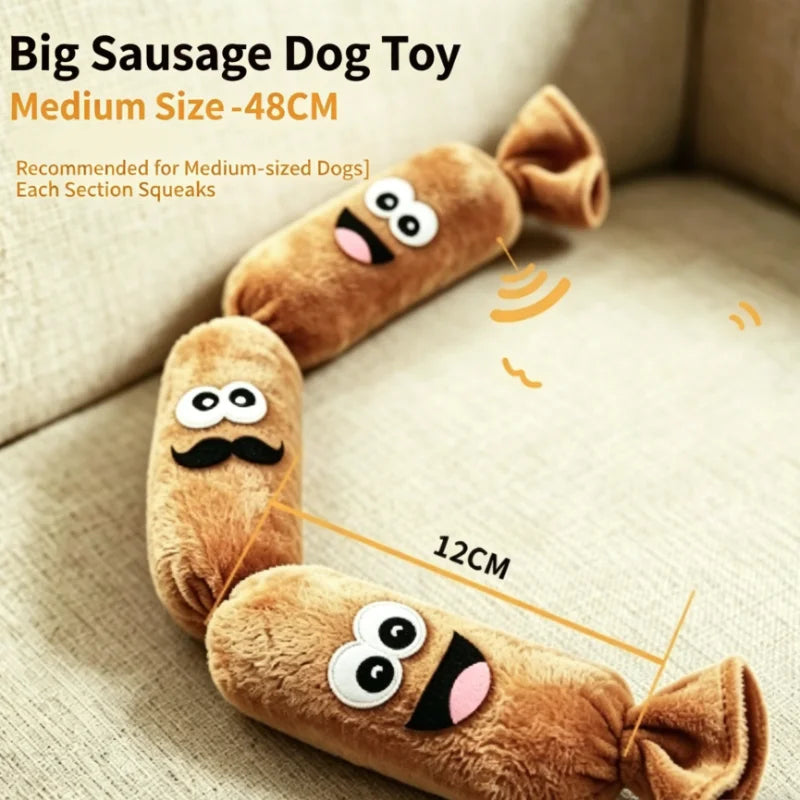 Durable Plush Sausage Dog Chew Toy with Squeaky Sound
