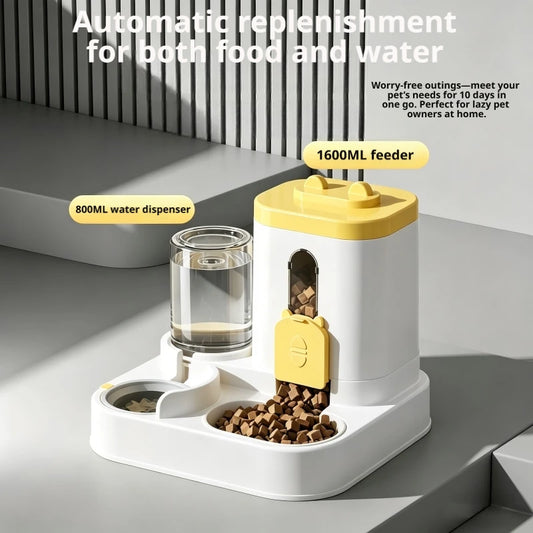 2-in-1 Automatic Pet Feeder and Water Bowl for Cats
