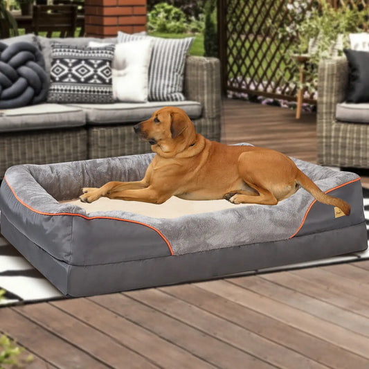 Super Soft Orthopedic Dog Bed with Bolster and Removable Cover