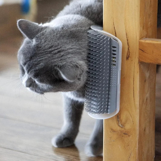 Cat Corner Scratcher & Self Grooming Brush with Catnip