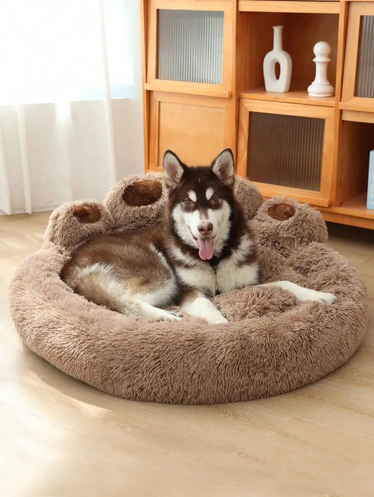 Bear Paw Plush Pet Bed for Cats and Dogs All Seasons