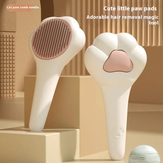 Cute Paw Pet Grooming Comb with One-Click Fur Removal
