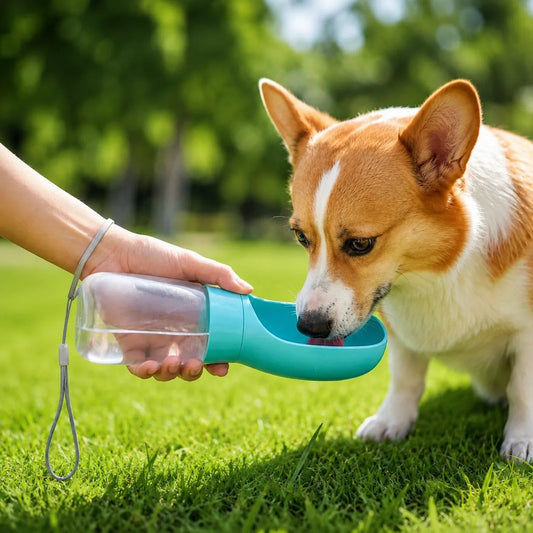 Portable Travel Pet Water Bottle with Integrated Drinking Bowl