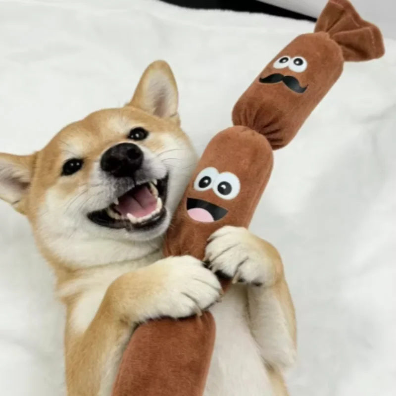 Durable Plush Sausage Dog Chew Toy with Squeaky Sound