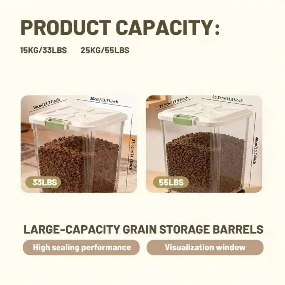 Large Transparent Pet Food Storage Container with Scoop