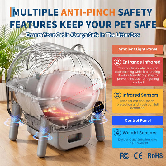 72L Automatic Self-Cleaning Cat Litter Box with App Control