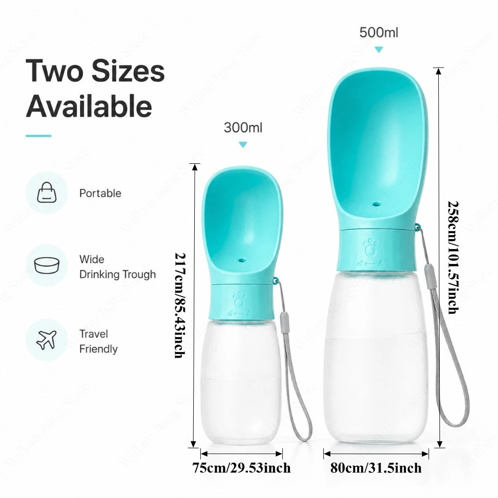 Portable Travel Pet Water Bottle with Integrated Drinking Bowl
