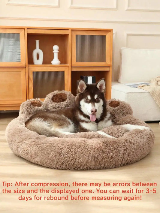 Bear Paw Plush Pet Bed for Cats and Dogs All Seasons