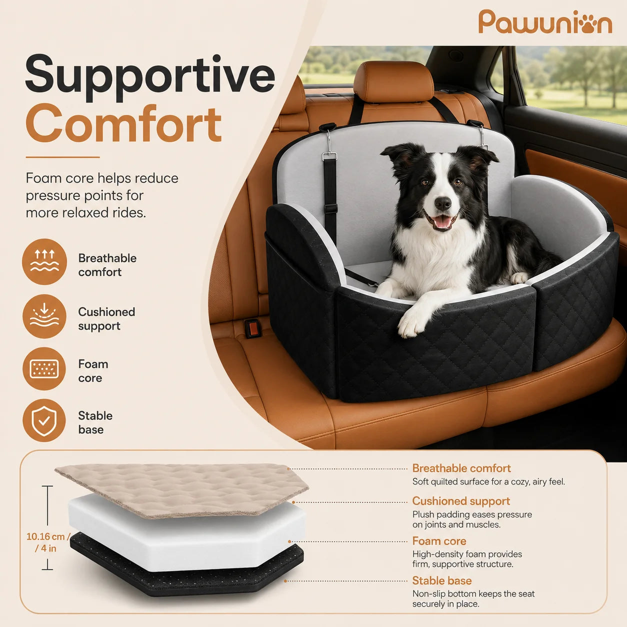 Memory Foam Dog Car Seat for Medium and Large Dogs