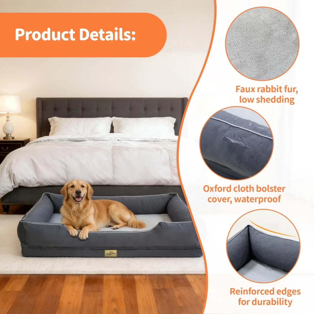 Extra Large Orthopedic Dog Bed with Soft Calming Bolster