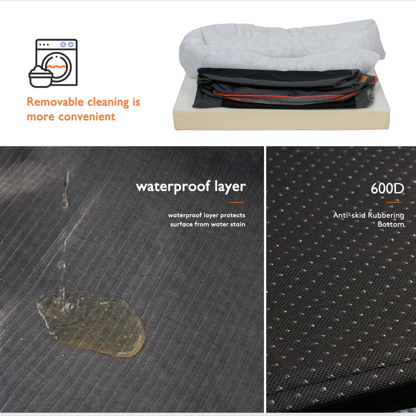 Super Soft Orthopedic Dog Bed with Bolster and Removable Cover