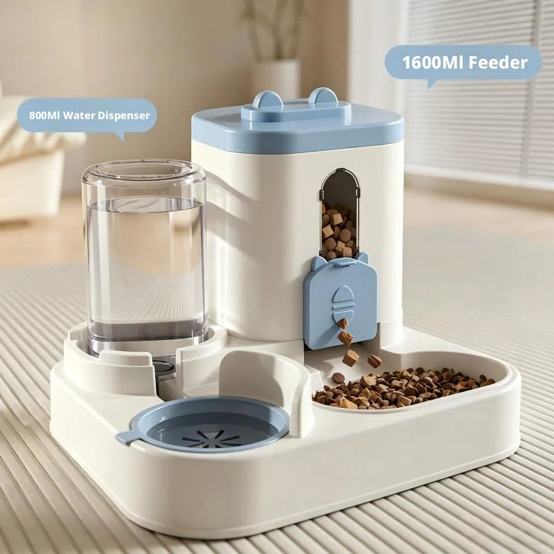 2-in-1 Automatic Pet Feeder and Water Bowl for Cats