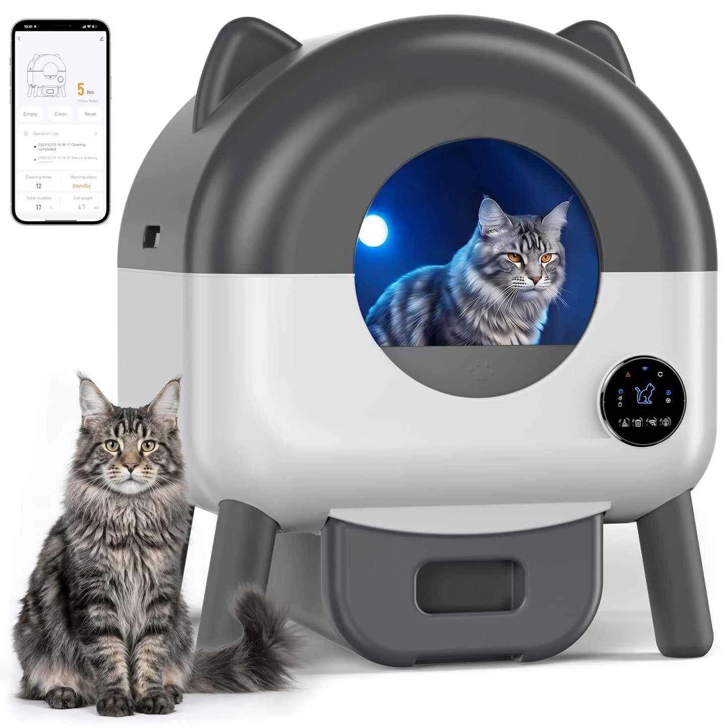 72L Automatic Self-Cleaning Cat Litter Box with App Control