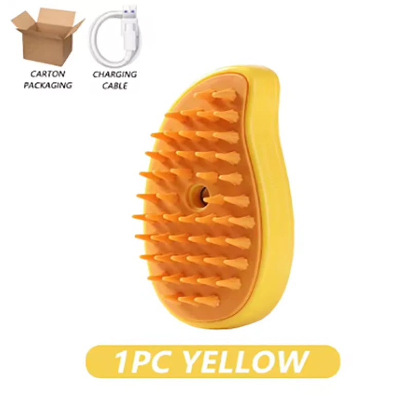 3-in-1 Electric Steam Cat Brush for Massage and Hair Removal