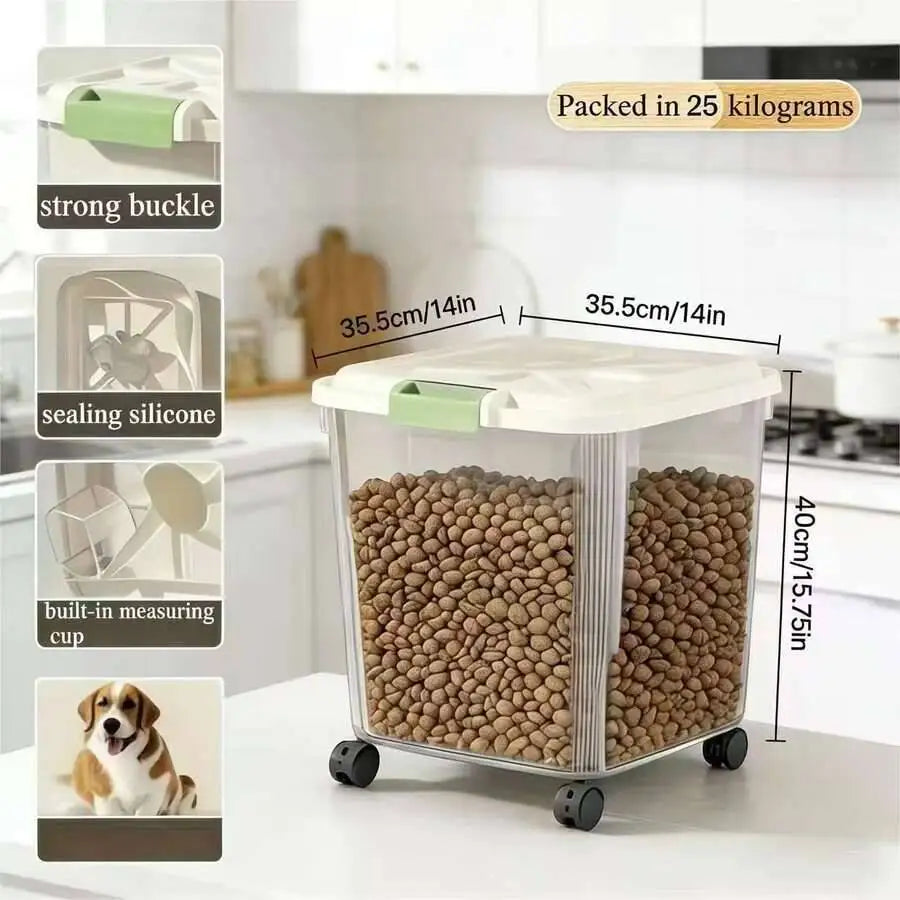 Large Transparent Pet Food Storage Container with Scoop