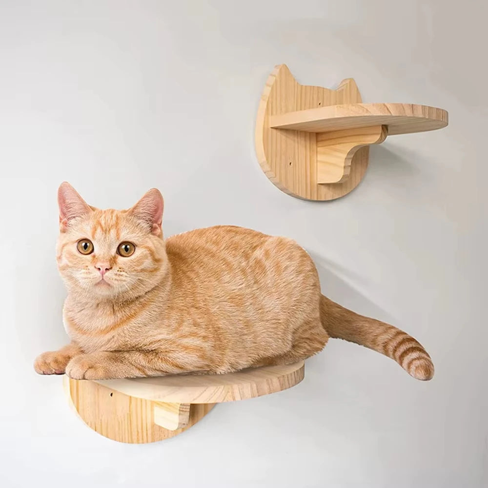 Wall-Mounted Cat Climbing Shelf with Sisal Scratching Post