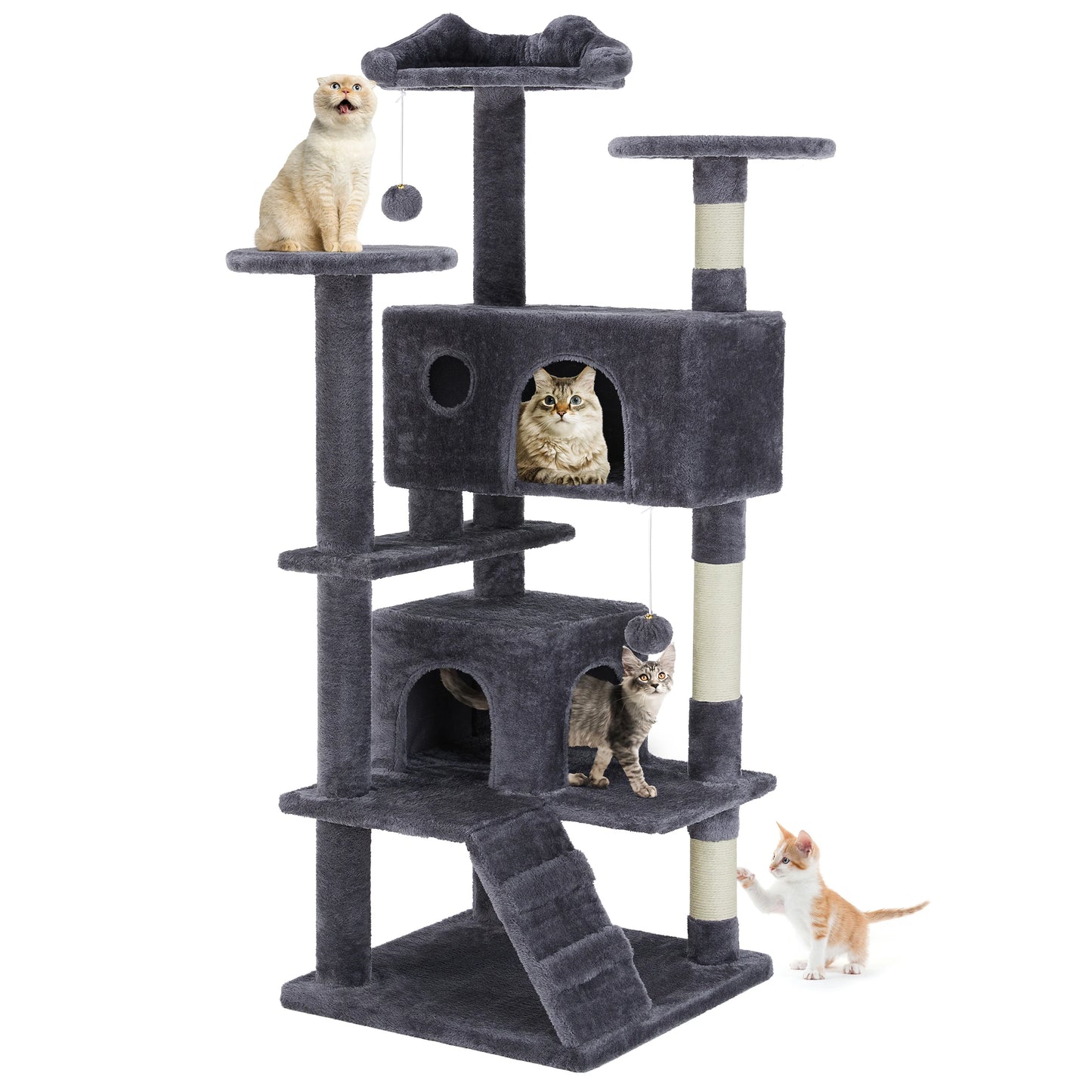 54-Inch Multi-Level Cat Tree Tower with Scratching Posts