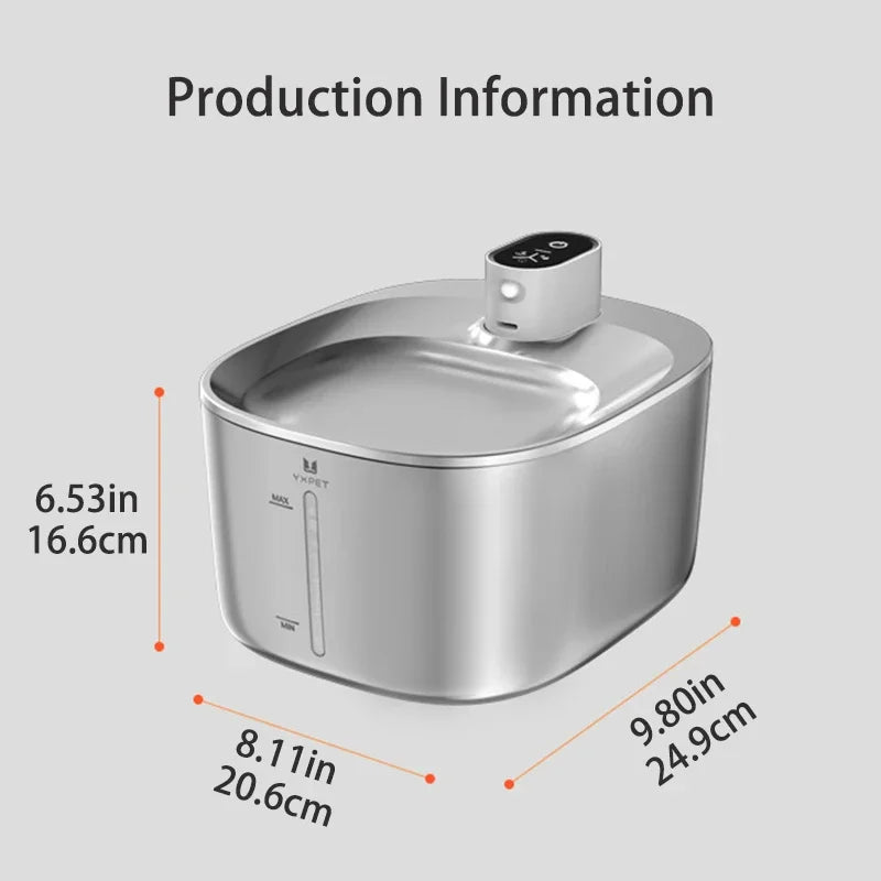 4L Wireless Stainless Steel Pet Water Fountain with Sensor