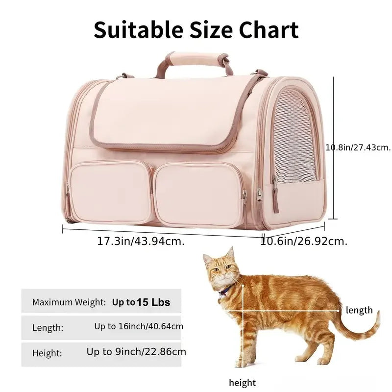 Airline Approved Soft-Sided Pet Carrier Backpack for Cats Dogs