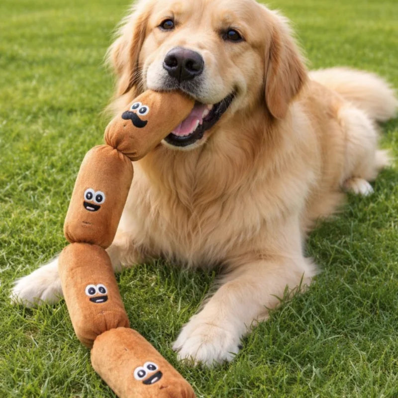 Durable Plush Sausage Dog Chew Toy with Squeaky Sound