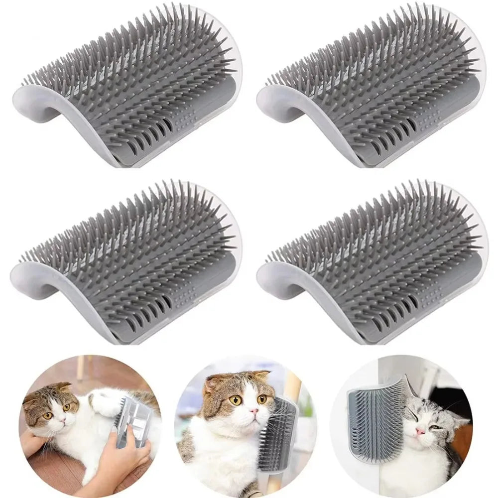 Cat Corner Scratcher & Self Grooming Brush with Catnip