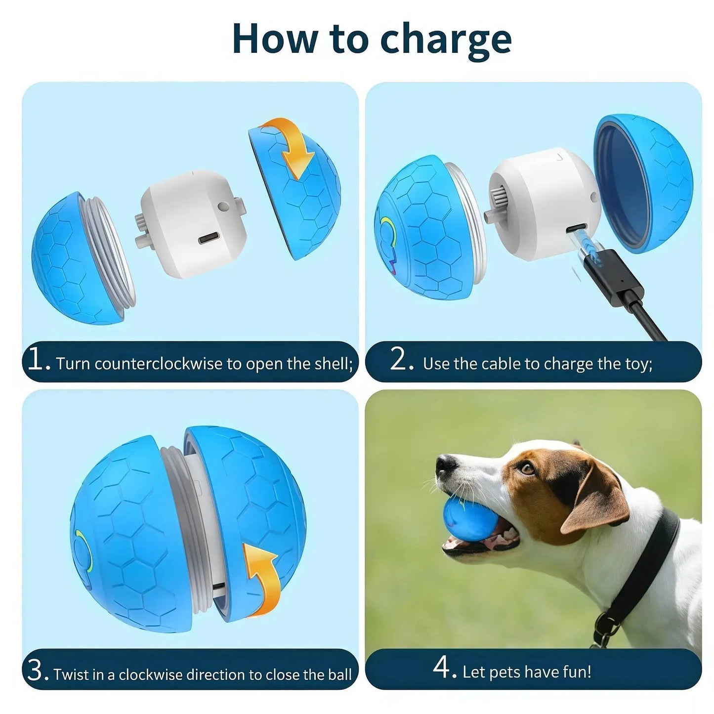Smart Interactive Dog Toy Ball with USB Rolling RGB Lights