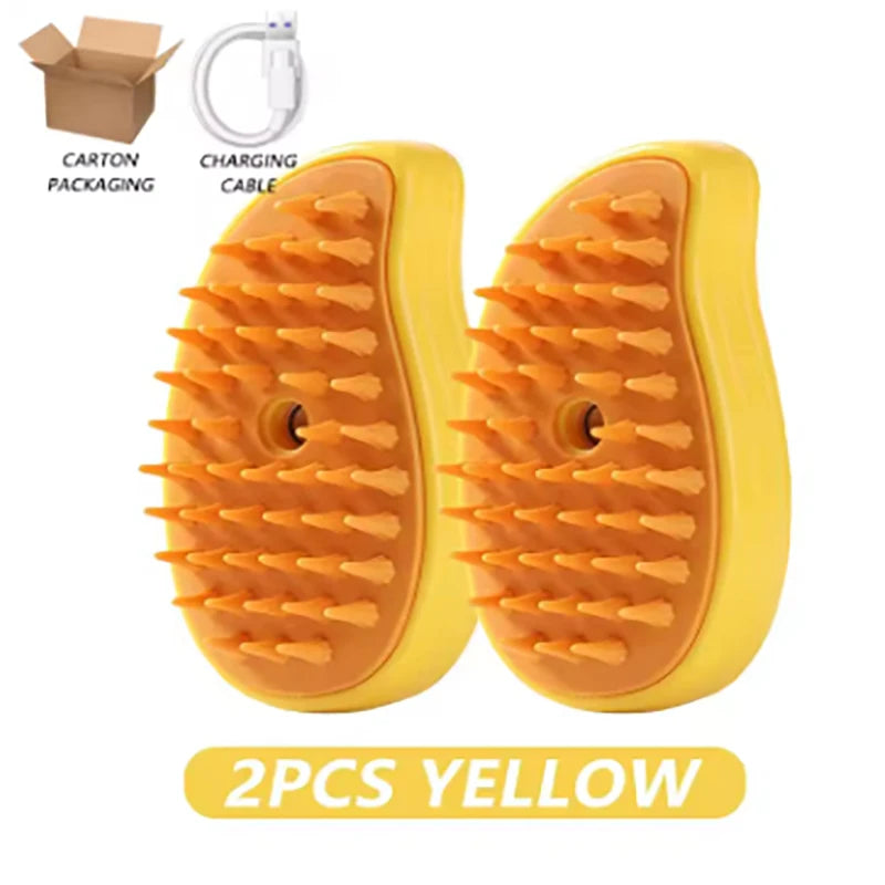 3-in-1 Electric Steam Cat Brush for Massage and Hair Removal