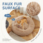 Round Faux Fur Plush Dog Bed with Anti-Slip Washable Design