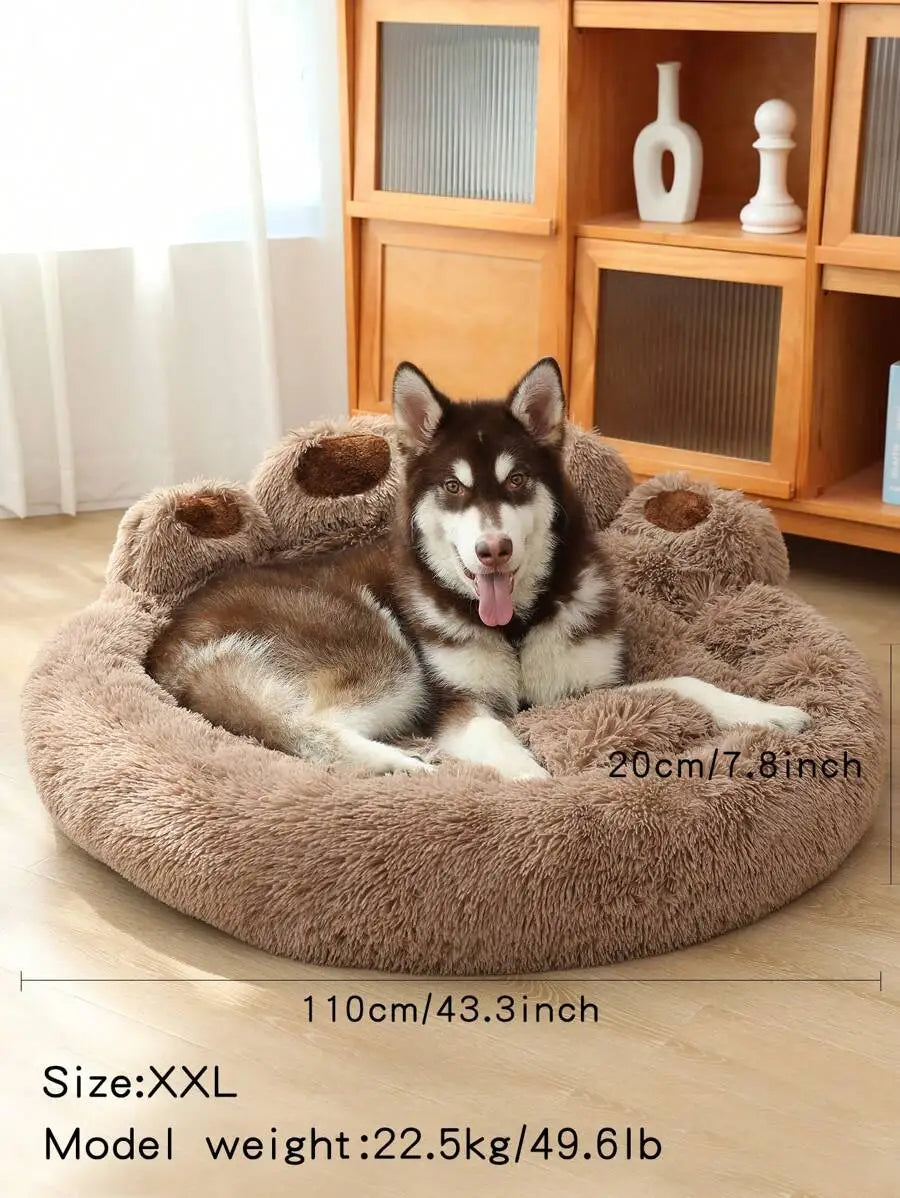 Bear Paw Plush Pet Bed for Cats and Dogs All Seasons