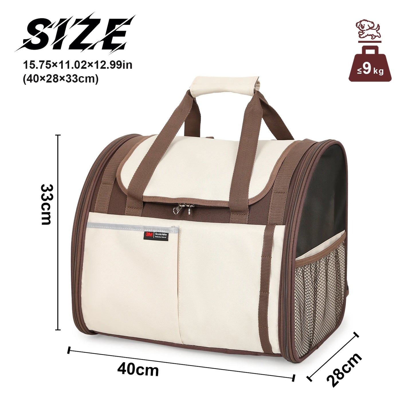 Large Dog Carrier Backpack for Pets Up to 9KG Travel