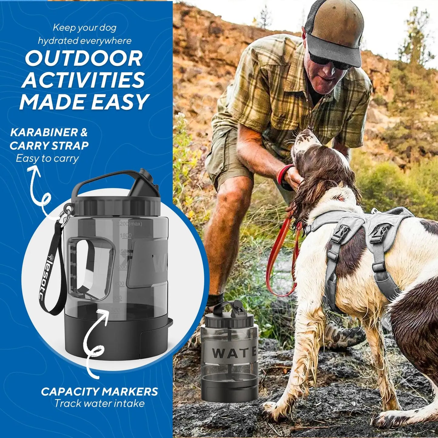 77oz Portable Dog Travel Water Bottle for Outdoor Adventures