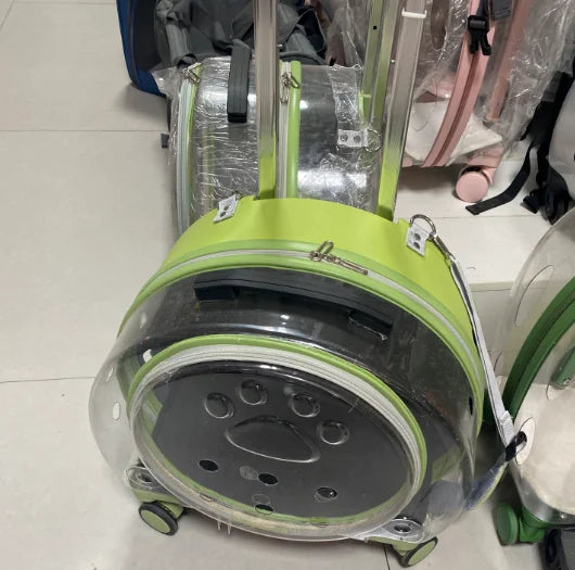Transparent Pet Backpack Carrier with Wheels for Dogs and Cats