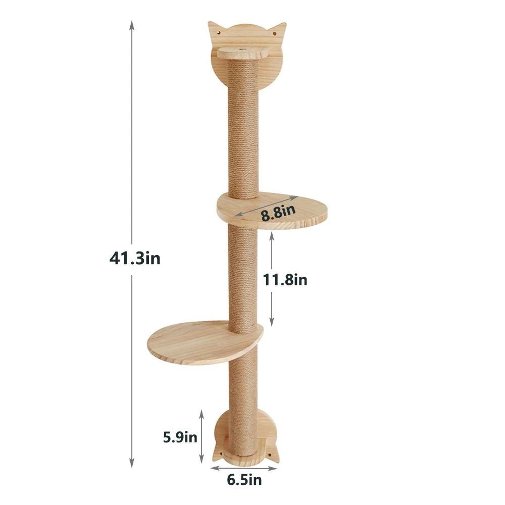 Wall-Mounted Cat Climbing Shelf with Sisal Scratching Post