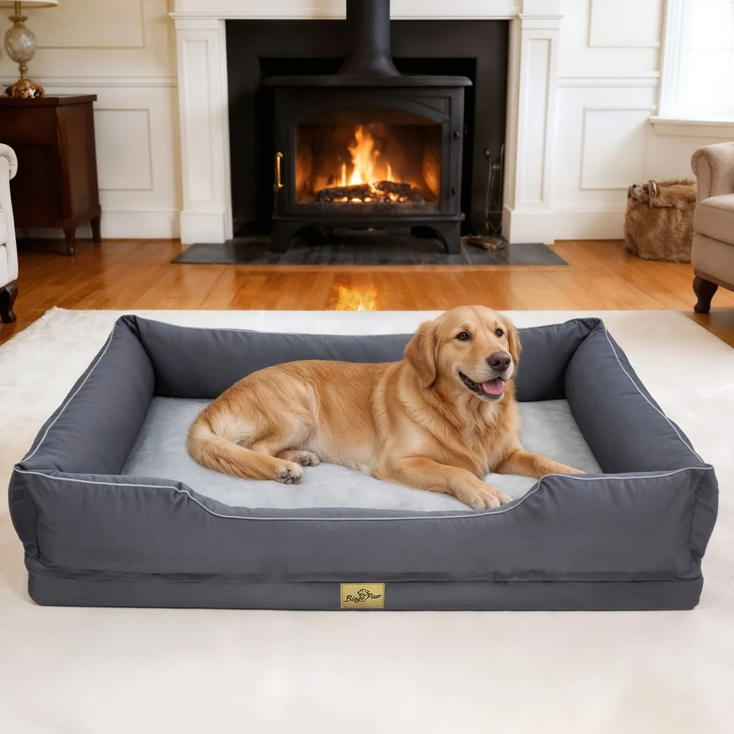 Extra Large Orthopedic Dog Bed with Soft Calming Bolster