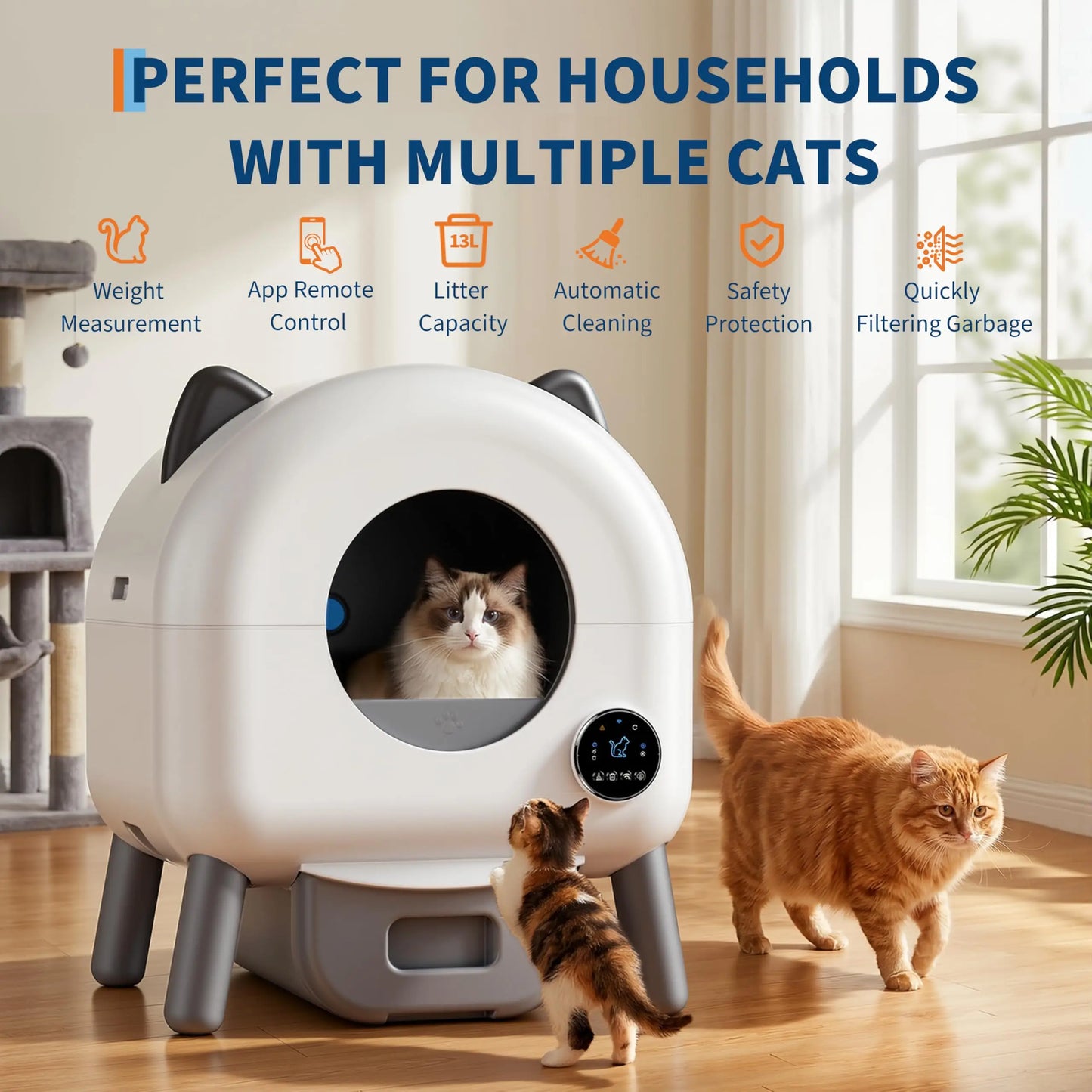 72L Automatic Self-Cleaning Cat Litter Box with App Control