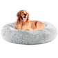 Round Faux Fur Plush Dog Bed with Anti-Slip Washable Design