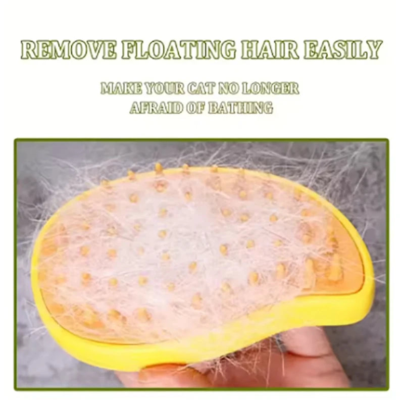 3-in-1 Electric Steam Cat Brush for Massage and Hair Removal