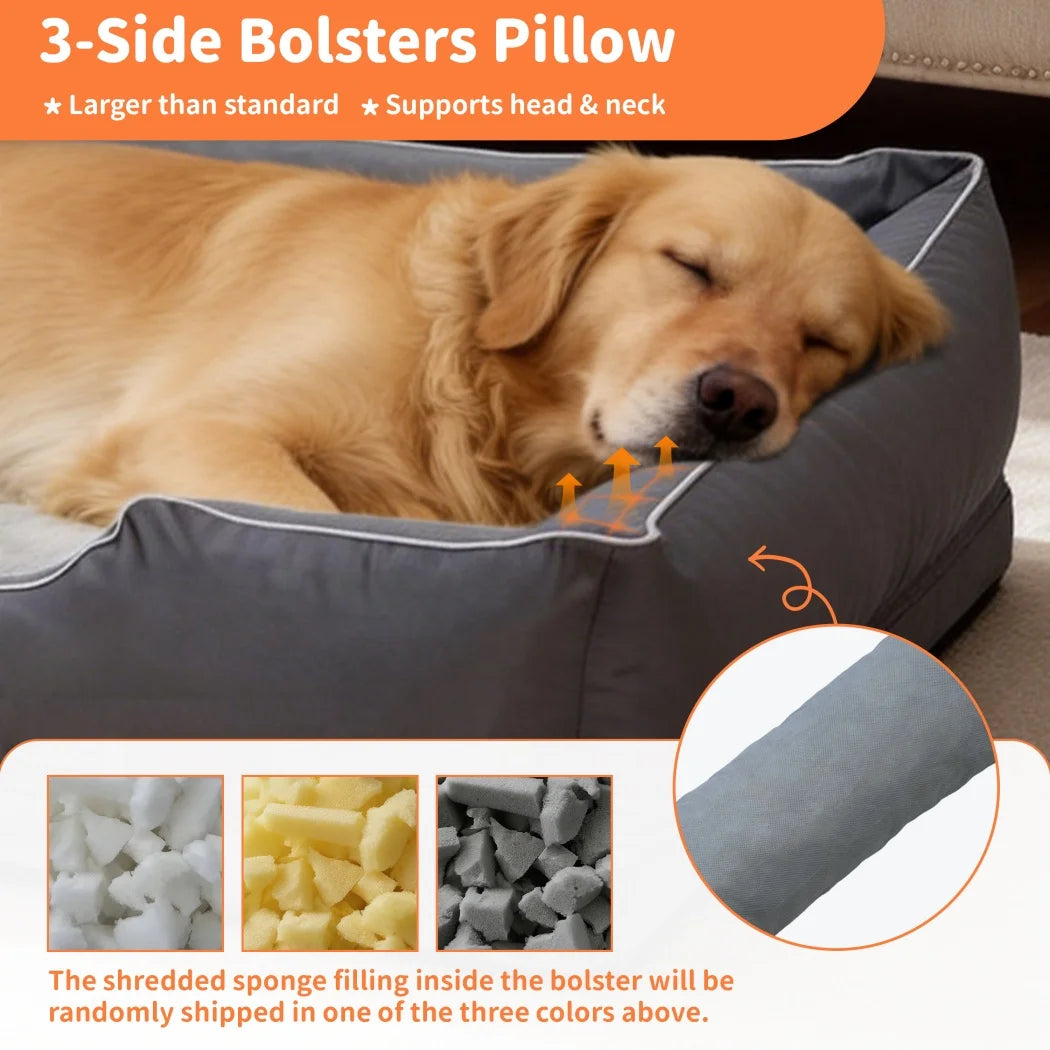 Extra Large Orthopedic Dog Bed with Soft Calming Bolster