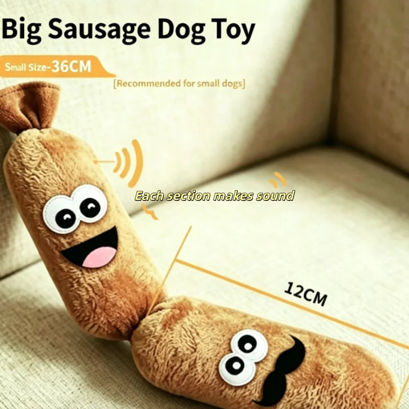Durable Plush Sausage Dog Chew Toy with Squeaky Sound