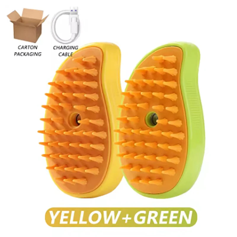 3-in-1 Electric Steam Cat Brush for Massage and Hair Removal