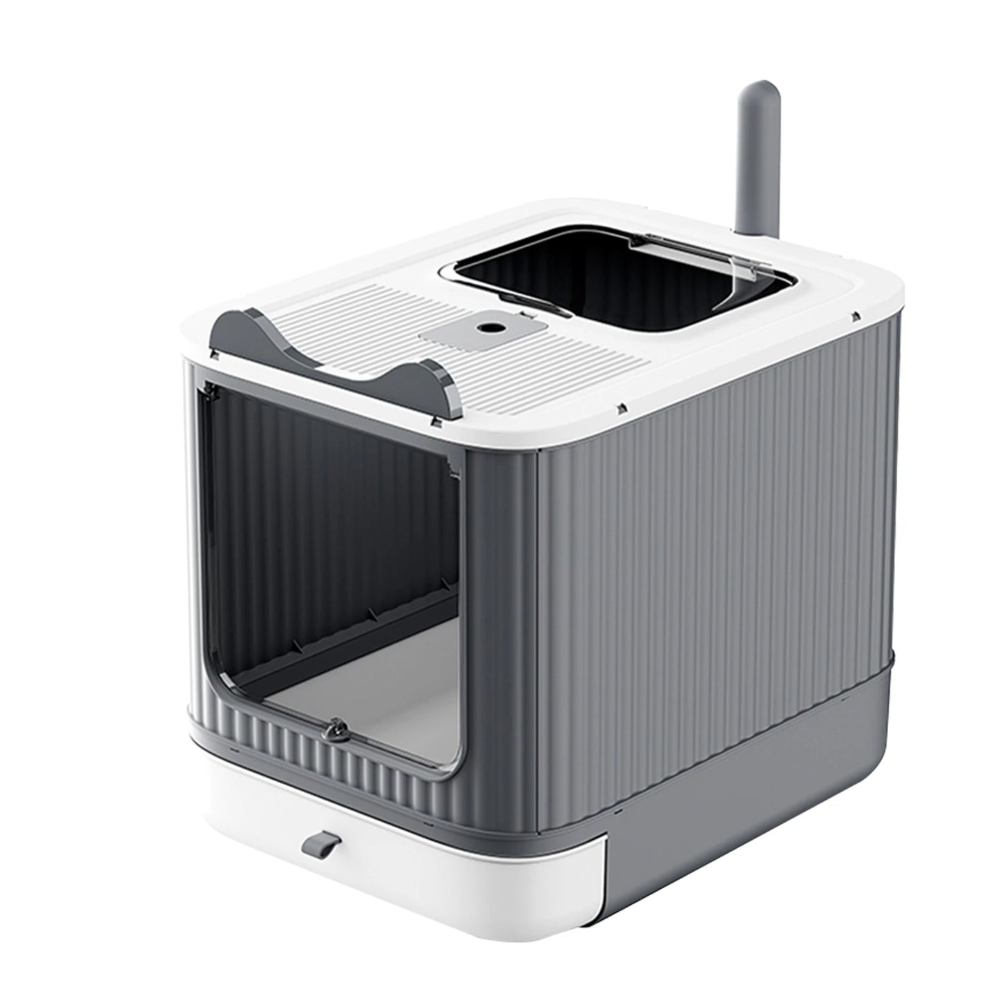 Enclosed Foldable Cat Litter Box with Drawer Tray and Top Exit