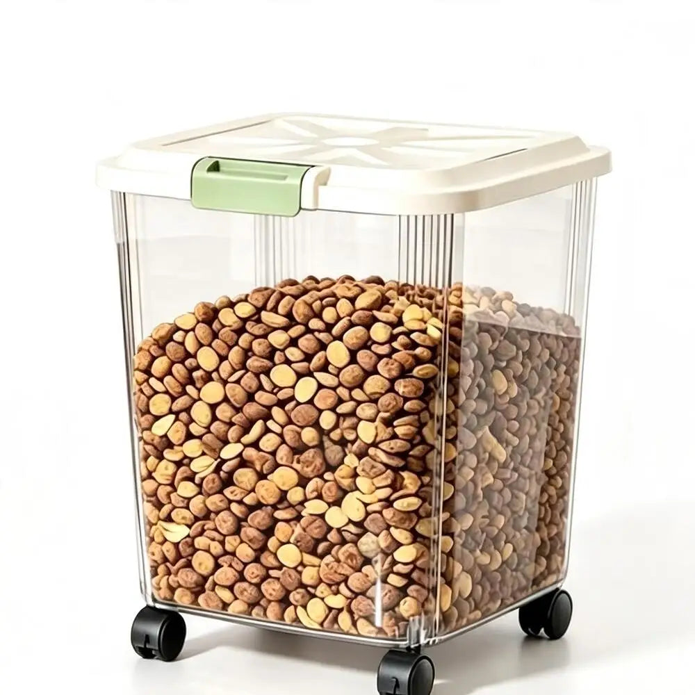 Large Transparent Pet Food Storage Container with Scoop