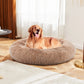 Round Faux Fur Plush Dog Bed with Anti-Slip Washable Design