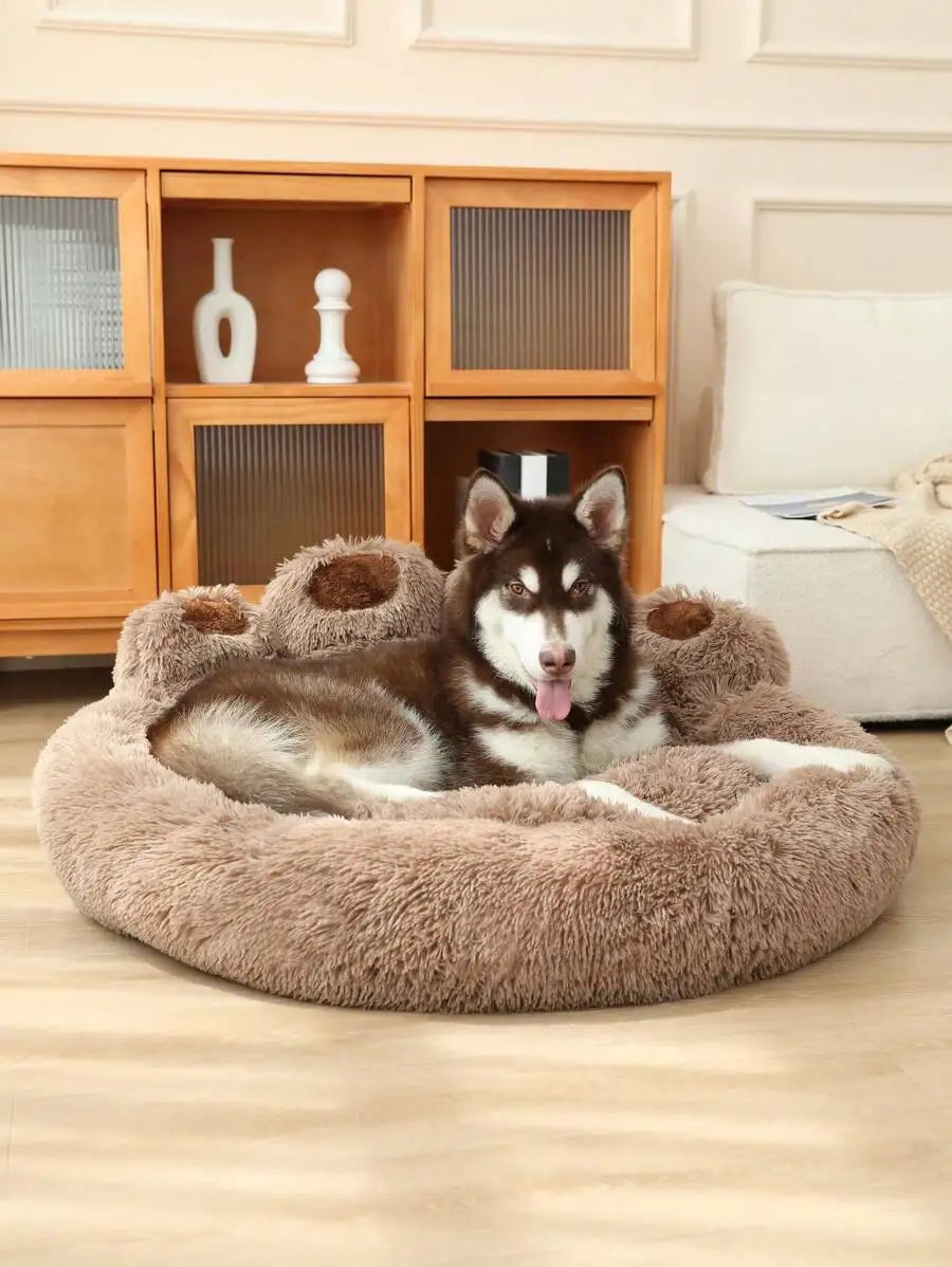 Bear Paw Plush Pet Bed for Cats and Dogs All Seasons