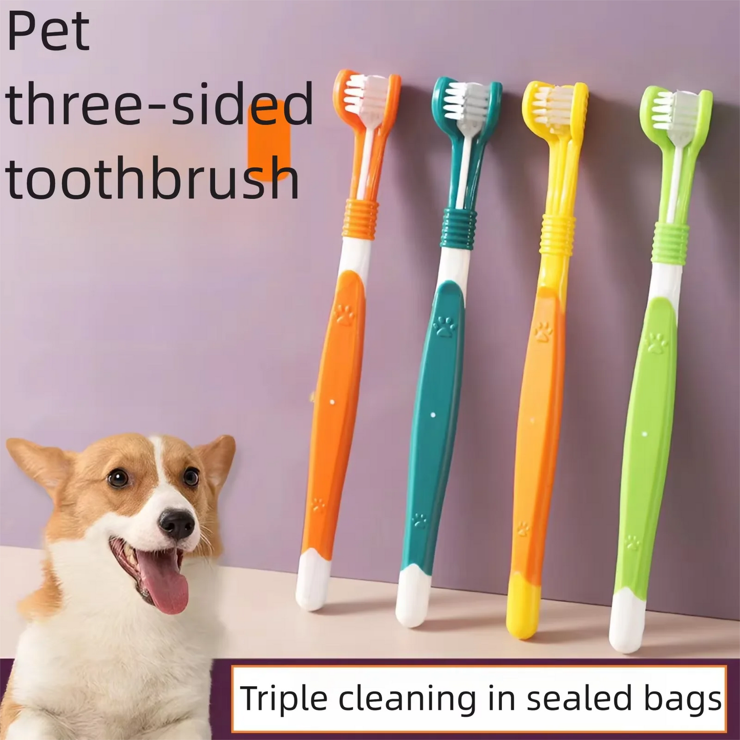 3-Sided Pet Toothbrush Dog Plastic Toothbrush Removing Tartar Cleaning Mouth Pet Care Cat Cleaning Mouth Dog Accessories