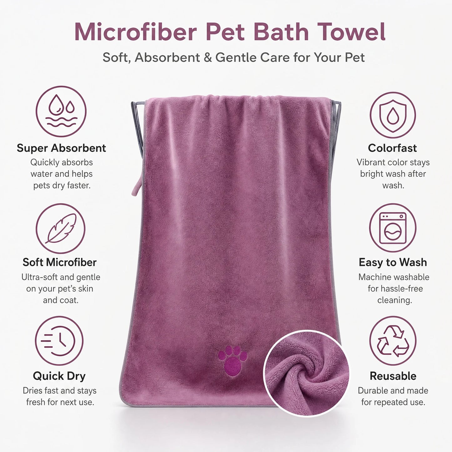 Super Absorbent Microfiber Pet Towels for Dogs and Cats