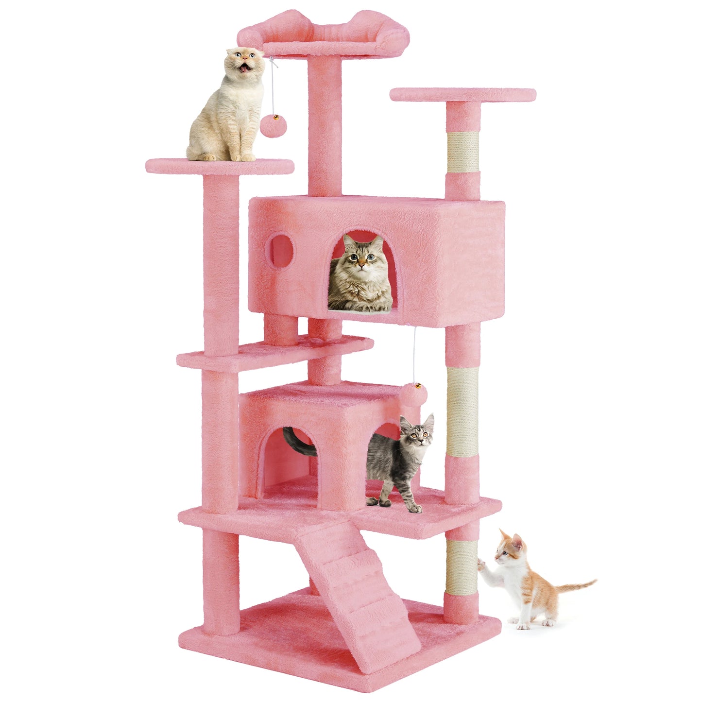 54-Inch Multi-Level Cat Tree Tower with Scratching Posts