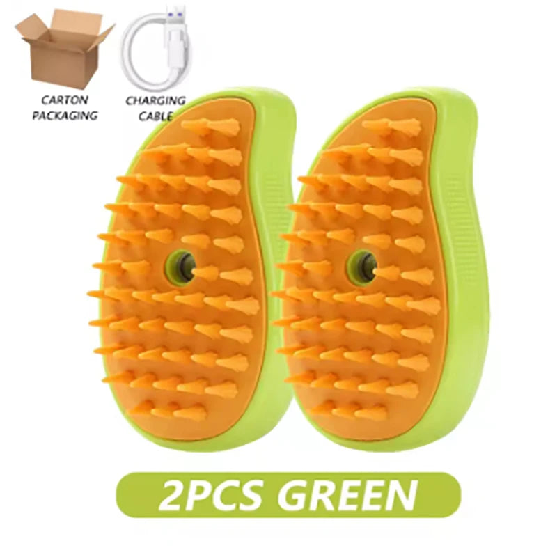 3-in-1 Electric Steam Cat Brush for Massage and Hair Removal