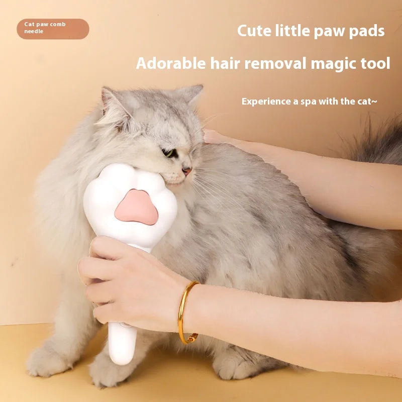 Cute Paw Pet Grooming Comb with One-Click Fur Removal
